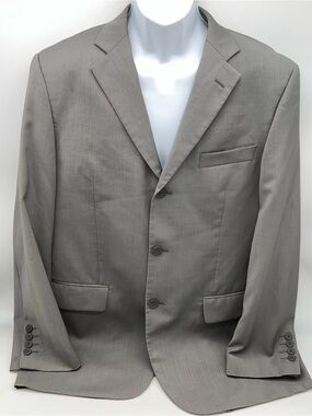 Giorgio Cosani Men's Light Gray Three-Button Tailored Suit Jacket-Size 40R